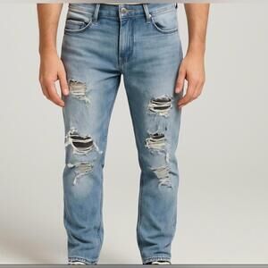 Rockstar Original Men’s Distressed Slim Tapered Jeans Light Wash Size 30